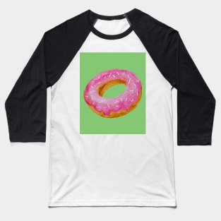Watercolor donut - pink on green background Baseball T-Shirt
